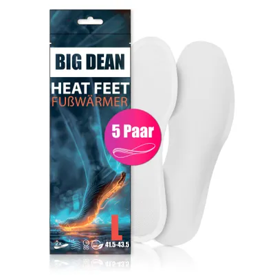 Produktbild von BigDean 5 Paar Fußwärmer– Sohlenwärmer für Schuhgröße 41,5-43,5 8h Wärme