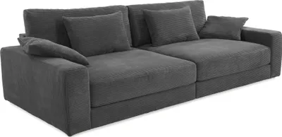 Produktbild von Big-Sofa 290 cm breit Federkern Lounge Couch extratief Cordbezug in Dunkelgrau / 15249