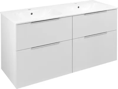 Immagine prodotto di Mobiletto CIRASA con doppio lavabo121x66x46cm, bianco lucido