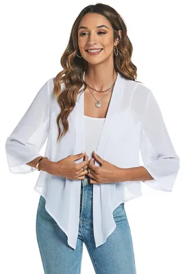 Immagine prodotto di SolidKeus - Giacca leggera in chiffon, ideale per le spalle, colore bianco, taglia XL