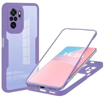 Produktbild von 360 Grad Rundum Schutz Handyhülle für Xiaomi Redmi Note 10 Pro Full Cover Vollschutz Case Farbe: Violett