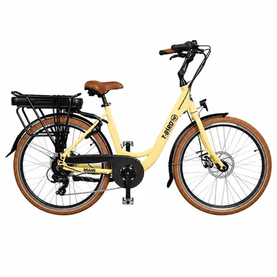 Produktbild von E-Bike Damen & Herren 26 Zoll, City E-Bike Gelb, 250W 36V, 14Ah Akku, bis 45 km Reichweite, Shimano 7-Gang