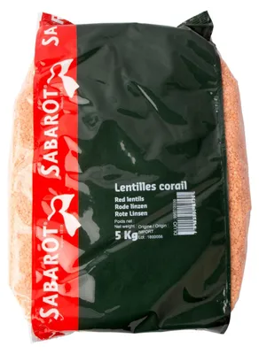 Produktbild von Sabarot Rote Linsen 5000g – Proteinreiche Linsen für Suppen, Eintöpfe & Salate