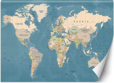 Zdjęcie produktu dla Fototapeta filzelinowa Mapa polityczna świata 400x280 cm Feeby Niebieski klej w zestawie łatwa w montażu
