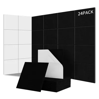 Produktbild von Akustikplatte, 24 Stück Akustikplatten Selbstklebend, Hohe Dichte Wandpaneel, Schallabsorber Schallschutz, NRC 0.95, für Gaming Deko, Büros, Studios