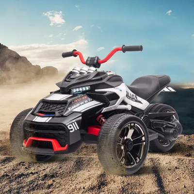 Produktbild von MODFU Elektrofahrzeuge Kinder Elektroauto, dreirädriges Elektroauto,dreirädriges Elektro motorrad, elektrisches Spielzeugauto mit 2 Motoren und 12V7Ah Batterie, Elektrisches Spielzeugauto für Kinder im Alter von 3–8 Jahren, Weiß