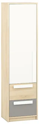 Produktbild von Jugendzimmer - Schrank schmal, Farbe: Buche / Weiß / Platingrau, 199 x 54 x 40 cm (H x B x T)