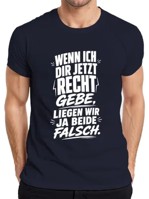 Immagine prodotto di Maglietta da uomo "Se ti do ragione", con scritta sarcastica, colore blu navy, taglia M