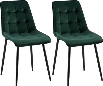 Immagine prodotto di set di 2 sedie da pranzo - sedie in velluto - elevato comfort di seduta | Colore: Verde | Materiale: Morbido