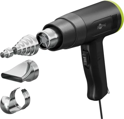 Heißluftpistole 1500 W, 2 Stufen, 450 l/min, 4 Aufsätze