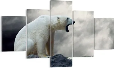 Produktbild von Bild auf Leinwand - Leinwandbild - Bär Tiere Wasser Eis - 125x70cm - Wand Bild - Wanddeko - Leinwanddruck - Bilder - Kunstdruck - Wanddekoration - Leinwand bilder - Wandkunst - EA125x70-2451