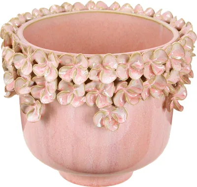Produktbild von Keramik Blumentopf Rosa Ø16cm mit Blütenmuster Eleganz