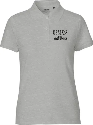 Produktbild von Huuraa Damen Polo Shirt Ossi mit Herz XL Sport Grey Bio Baumwolle Fairtrade Poloshirt Geschenkidee