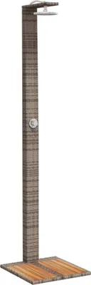Produktbild von Gartendusche Grau 50x55x224 cm Poly Rattan und Akazienholz