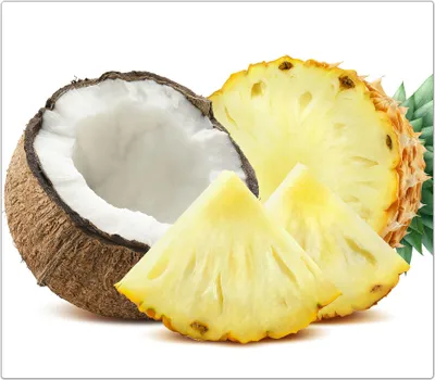 Produktbild von Spritzschutz Herdabdeckplatte Schneidebrett aus Glas Kokosnuss und Ananas 1-Teilig (60x52cm)