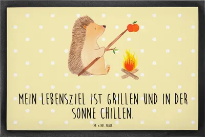 Produktbild von Mr. & Mrs. Panda fußmatte Igel Grillen 40 x 60 cm - Gelb Pastell - Geschenk, Spruch, Gummi-Fußmatte, Fußabtreter, Lustige Sprüche, Gummimatte, Schuhabstreifer, Motivation