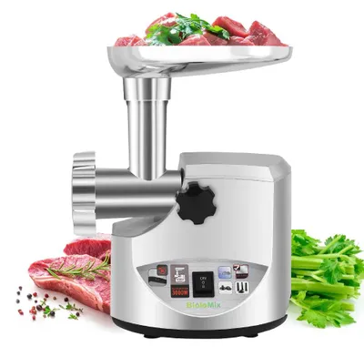 Image de Moulin à viande électrique – Robot de cuisine pour préparer de la viande hachée et des saucisses, équipé d'un moteur de 3000W et d'accessoires en acier inoxydable