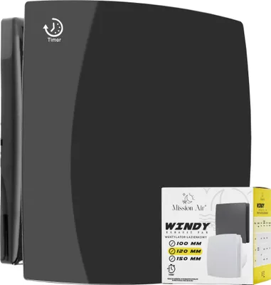 Obrázok produktu pre Kúpeľňový ventilátor WINDY 120 T ČIERNY