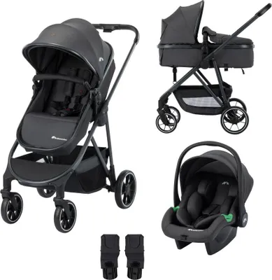 Produktbild von Bebeconfort Brume Trio, Baby Kinderwagen 3 in 1 mit Kindersitz, 0-4 Jahre, Leichter Kinderwagen Set, Kompakter Faltmechanismus, Mineral Graphite