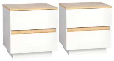 Produktbild von Nachttisch 2er Set Holz mit 2 Schubladen Weiß