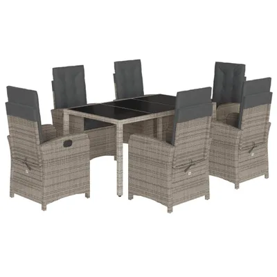 Immagine prodotto di vidaXL set da pranzo da giardino 7 pezzi con cuscini in polirattan grigio