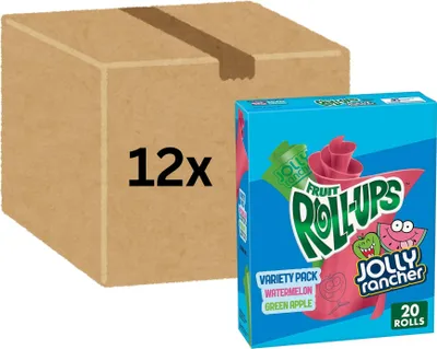 Produktbild von Fruit Roll-Ups Jolly Rancher Variety Pack – 20 Röllchen × 12 Packungen | Glutenfreie Fruchtsnacks+Heartforcards Versandschutz