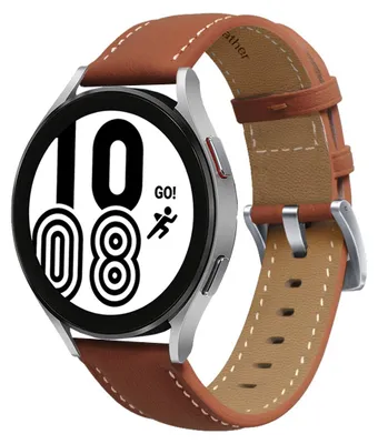 Produktbild von By Qubix Premium Leather Armband - Braun - passend für Samsung Galaxy Watch 4 - 40 mm & 44 mm