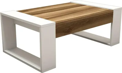 Produktbild von Wohnzimmertisch Dmilanes, Niedriger Wohnzimmertisch, Kaffeeregal, Couchtisch für Sofa, 102x60h38 cm, Walnuss und Weiß