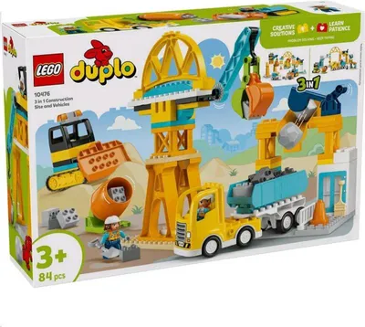 Produktbild von LEGO® DUPLO® 10476 Baustelle mit Baufahrzeugen – 3-in-1-Set