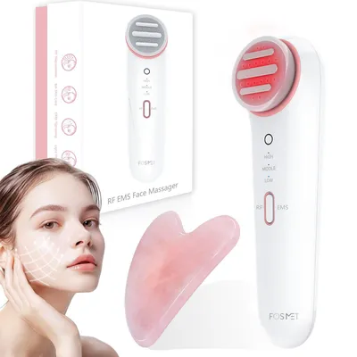 Produktbild von Gesichtsmassagegerät gegen Falten – 6-in-1 Anti-Aging Gerät,Für das Gesicht- und Halsbereich, Multifunktionales Gesichtspflegegerät mit EMS, LED &RF