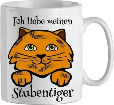 Produktbild von Tasse mit Print Ich liebe meinen Stubentieger 57538 weiss