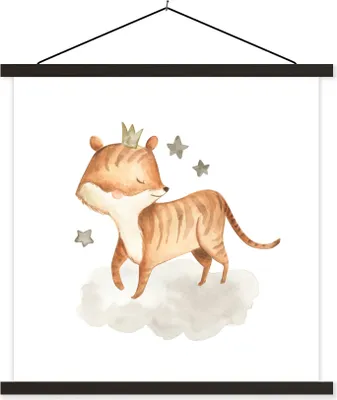 Produktbild von MuchoWow® Textilposter Fuchs - Dschungel - Sterne 120x120 cm mit schwarzem Rahmen - Aufhängungsset
