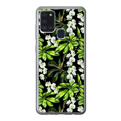 Produktbild von MuchoWow® Handyhülle Schutzhülle Hülle für Samsung Galaxy A21s Blatt - Orchidee - Muster Silikon Softcase Handy Hülle - Hartschale