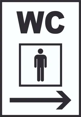 Produktbild von WC Herren rechts Schild A3 Rückseite selbstklebend