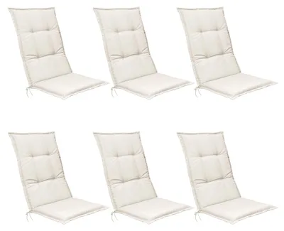 Produktbild von Beautissu 6er Set Hochlehner Set Base HL Sitzkissen, 120x50x6cm Natur