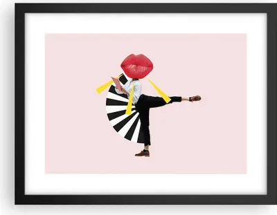 Produktbild von Gerahmtes Poster - Schwarzer Rahmen - Grafik Mund Mann - 40x30 cm - Wand Bild - Wanddeko - Wandbilder - Kunstposter - Wandposter - Bilderrahmen - Bilder - Kunstdruck - Wanddekoration - P2BAA40x30-4559