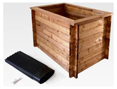 Produktbild von Massives Hochbeet aus Holz mit Noppenfolie und Nagerschutzgitter | Pflanzkasten 145 x 80 x 75 cm (L x B x H) | Kräuterbeet als Stecksystem