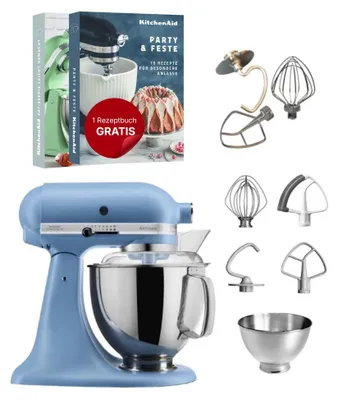 Produktbild von KitchenAid 4,8 L 5KSM175 Artisan Küchenmaschine inkl. TschimmHook Rührelemente Vintage Blue