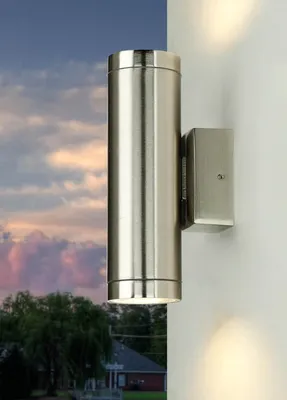 Produktbild von Wandlampe außen Up Down GU10 IP64 Nickel Terrasse Haus Messing massiv Modern Außenleuchte Wand