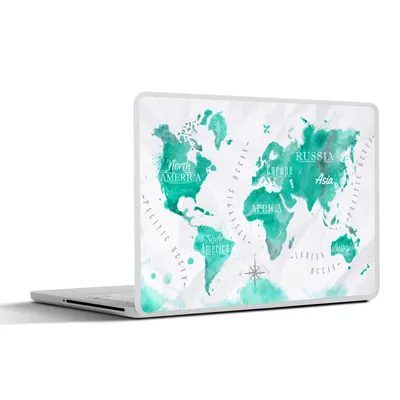 Produktbild von MuchoWow® Laptop Aufkleber Sticker Cover Weltkarte - Malerei - Aquarell 31x22.5 cm - Laptop-Deko