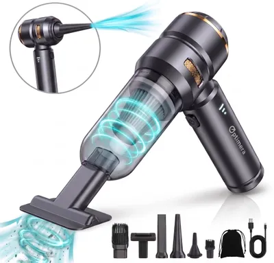 Productafbeelding van OPTIMERA® 2-in-1 Auto Stofzuiger PRO - Zuigen & Blazen - Kruimeldief - 7 Opzetstukken - Oplaadbaar - Handstofzuiger - Air Duster - Zwart
