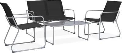 Produktbild von "2026 Promotion" 4-tlg. Garten-Lounge-Set - Sitzgruppe - Stoff und Stahl Schwarz - Gartenmöbelset CC26299