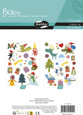 Produktbild von Maildor Baby, 20 Stickerbogen 14,8x21cm, Weihnachten - Mehrfarbig AE222C