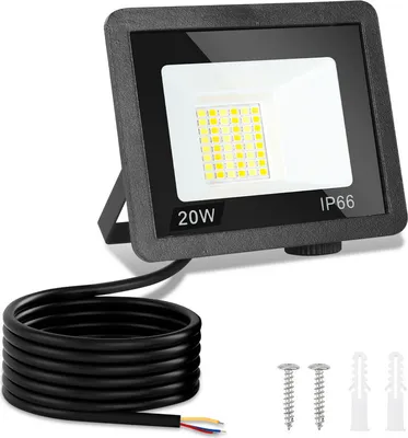 Zdjęcie produktu dla TolleTour Reflektor LED Reflektor budowlany LED 1×20 W, 3 kolory (3000/4000/6500 K), reflektor o stopniu ochrony IP66, wodoodporny