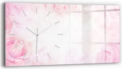 Produktbild von Wallfluent Wanduhr – Stilles Quarzuhrwerk - Uhr Dekoration Wohnzimmer Schlafzimmer Küche - Zifferblatt mit Strichen - weiße Zeiger - 60x30 cm - Rosenabstraktion