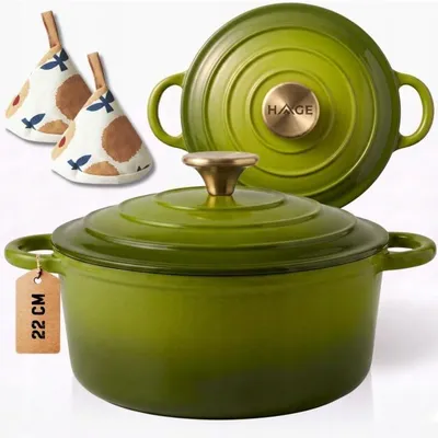 Obrázok produktu pre Smaltovaný liatinový hrniec 22 cm 3 l HAGE OLIVE