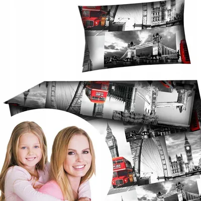 Obrázek produktu pro Sada povlečení Designpremium, rozměr 140x200 cm, motiv Londýn, barva šedá