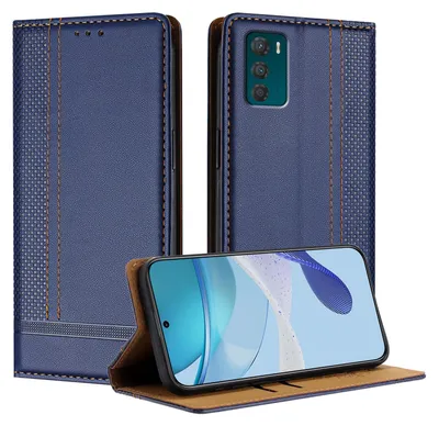 Produktbild von Handyhülle für Motorola Moto G42 Leder Flip Klappbare Schutzhülle mit Standfunktion Blau