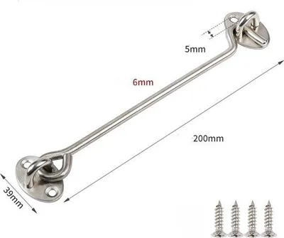 Immagine prodotto di Serrature per porte scorrevoli, confezione da 2, argento, 20 cm, gancio in acciaio inossidabile