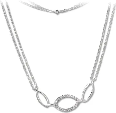 Imagen del producto de Collar SilberDream de 45 cm con óvalo de circonita brillante, joyería de plata para mujer, modelo D2SDK425W